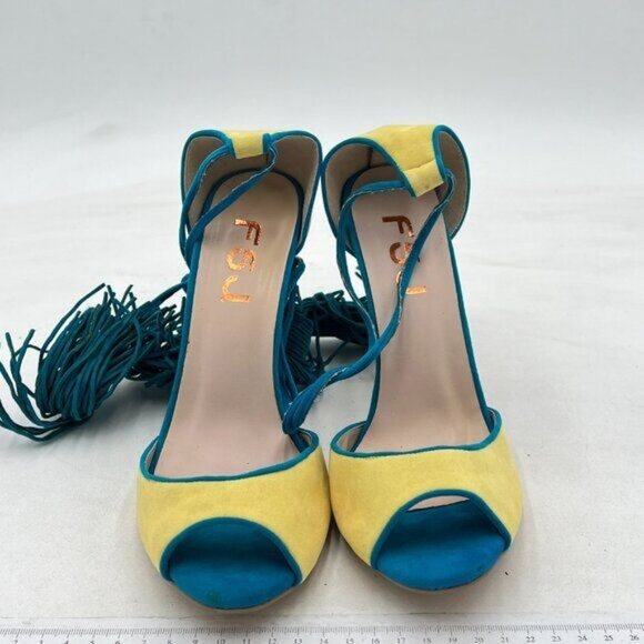 FSJ Yellow Women Sexy Strappy Open Toe Sandals Ankle Strap High Stiletto Heel - Picture 3 of 8